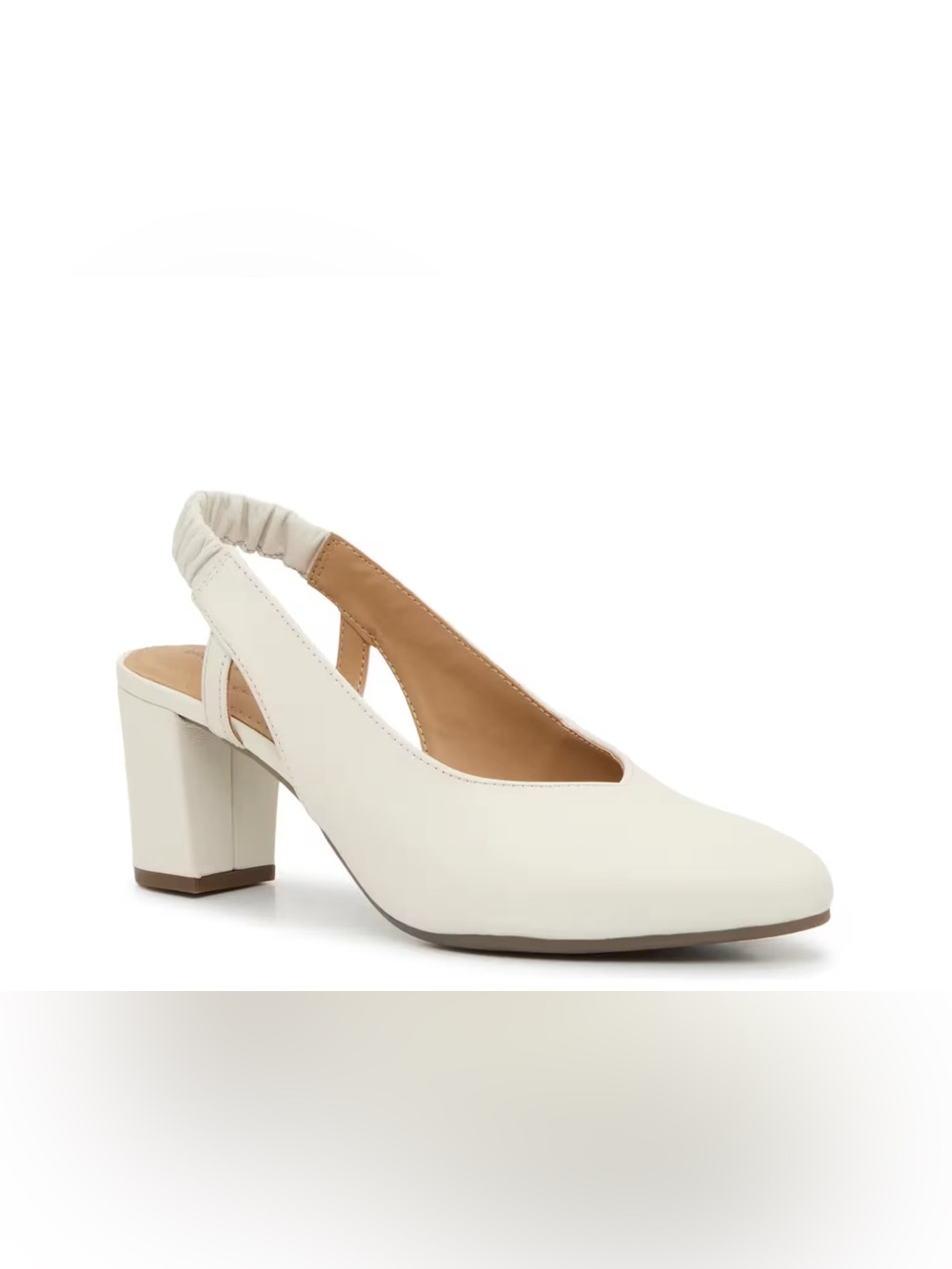 Hush Puppies Cream Slingback Block Heel Pumps
